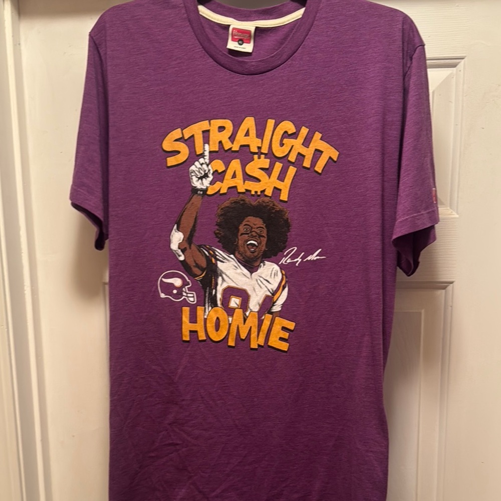 HOMAGE Randy Moss Purple 'Straight Cash Homie' Short Sleeve Tee